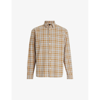 Allsaints Sonny Plaid Flannel Button-up Shirt In Faded Taupe