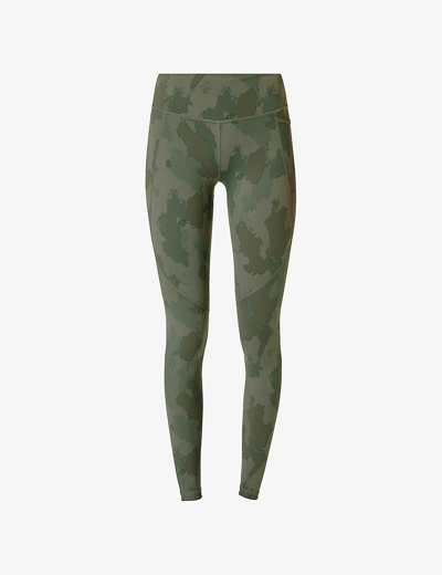 Sweaty Betty Womens Green Painted Camo Power Camouflage-print Stretch-woven Leggings