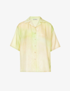 Acne Studios Womens Lime Green Habotai Gradient-pattern Silk Shirt