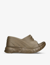 Givenchy Womens Marshmallow Rubber Wedge Mules Khaki In Dark Khaki