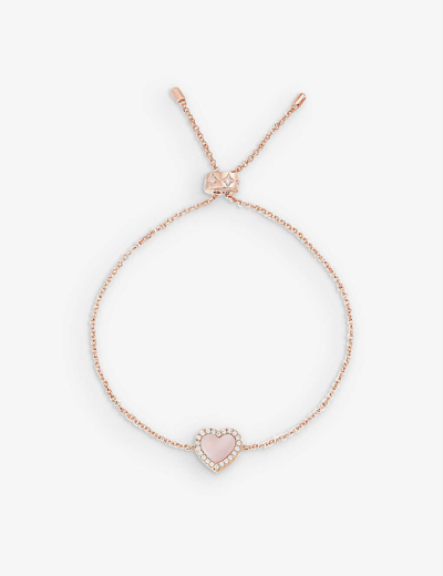 Apm Monaco Womens Heart-charm 18ct Rose Gold-plated Brass, Zirconia And Pink Nacre Bracelet