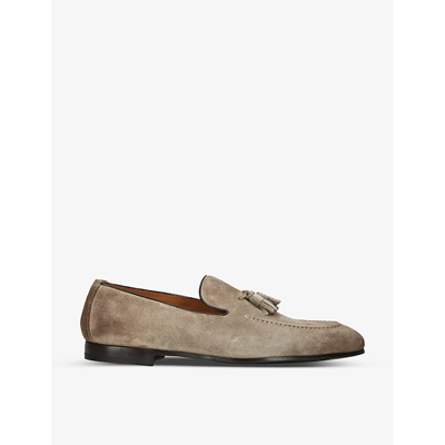 Doucal's Doucals Mens Taupe Max Flexi Tassel-embellished Suede Loafers