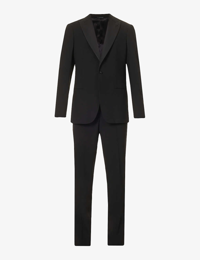 Giorgio Armani Mens Black Regular-fit Single-breasted Wool Suit