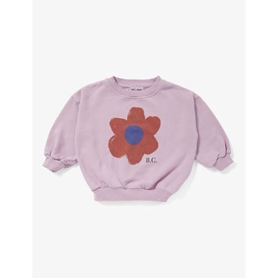 Bobo Choses Girls Lavender Kids Flower-print Ribbed-trims Cotton-jersey Sweatshirt 2-13 Years