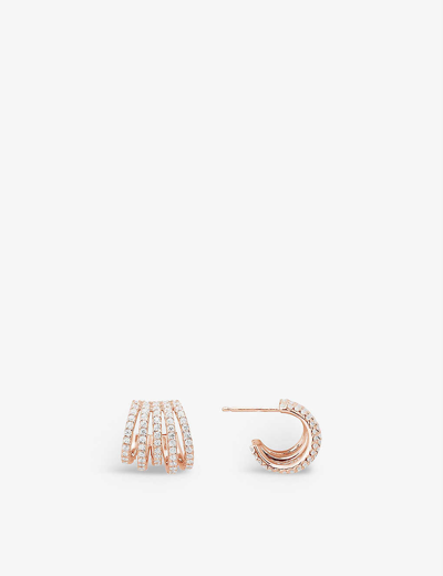 Apm Monaco Womens Rose Gold Five-hoop 18ct Rose Gold-plated Brass And Zirconia Earrings
