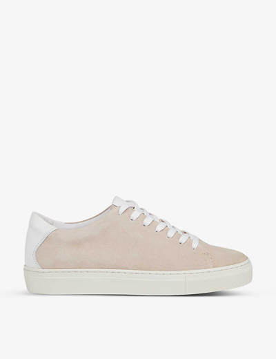 Whistles Womens Grey Raife Logo-embossed Suede Low-top Trainers