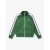 PALM ANGELS PALM ANGELS BOYS GREEN WHITE KIDS LOGO-PRINT FUNNEL-NECK WOVEN JACKET 6-12 YEARS,68509423