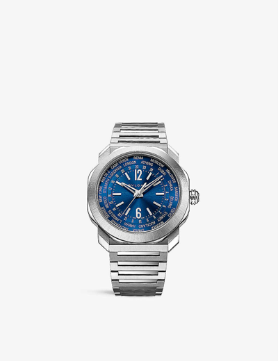 Bvlgari Mens  Oc41c3sswt Octo Roma Worldtimer Stainless-steel Automatic Watch In Stainless Steel