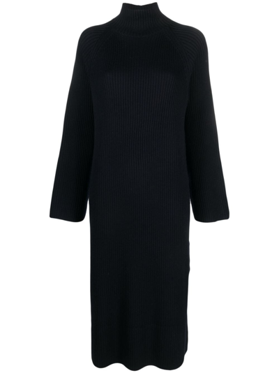 Apc High-neck Long-sleeved Dress In Blue