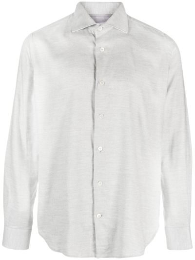 Eleventy Dandy Long-sleeved Cotton-lyocell Shirt In White