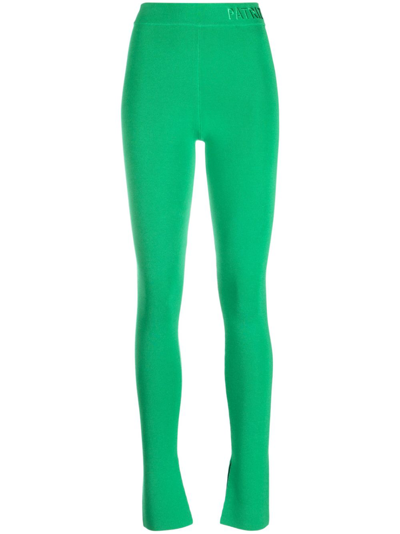 Patrizia Pepe Logo-waistband Mid-rise Trousers In Green
