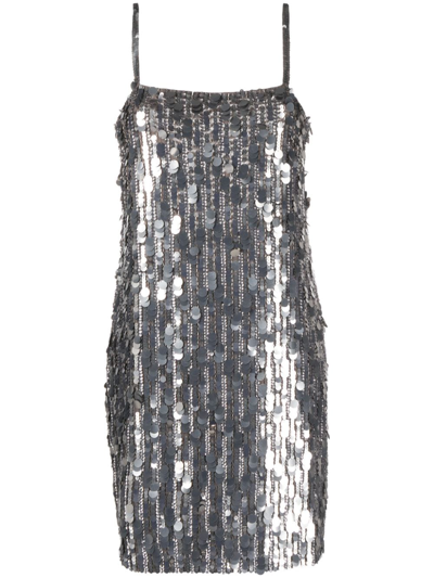 P.a.r.o.s.h Sequinned Sleeveless Mini Dress In Plata