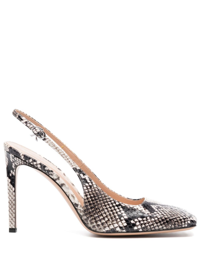 Gianvito Rossi Borneo 100 Snake-effect Leather Slingback Pumps In Grey