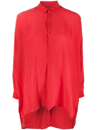 Daniela Gregis Draped Button-up Silk Shirt In Red