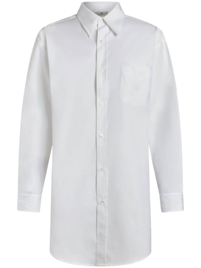 Etro Pegaso 图案刺绣棉质衬衫 In White
