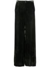 Gentry Portofino Velvet-effect Wide-leg Trousers In Green