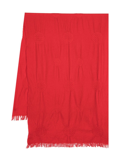 Y's Interlock-weave Wool Scarf In Red
