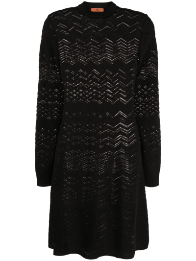 Missoni Zigzag Wool-blend Dress In Black