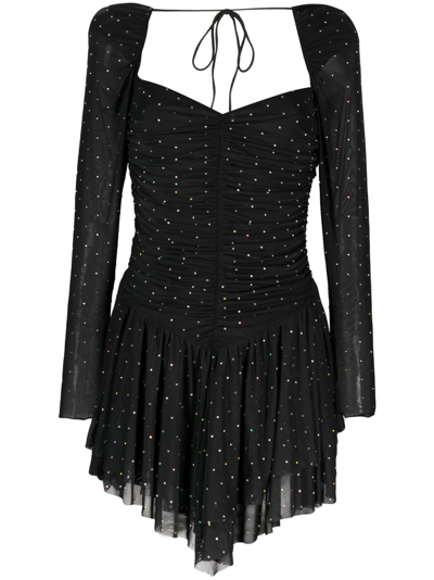 Rotate Birger Christensen Embellished Mesh Mini Dress In Black