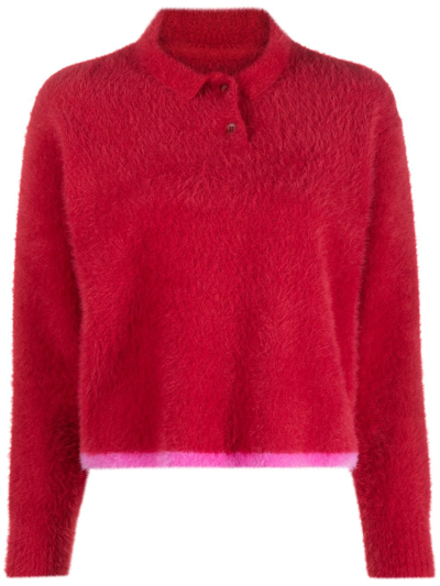 Jacquemus Le Polo Neve 针织polo领毛衣 In Red