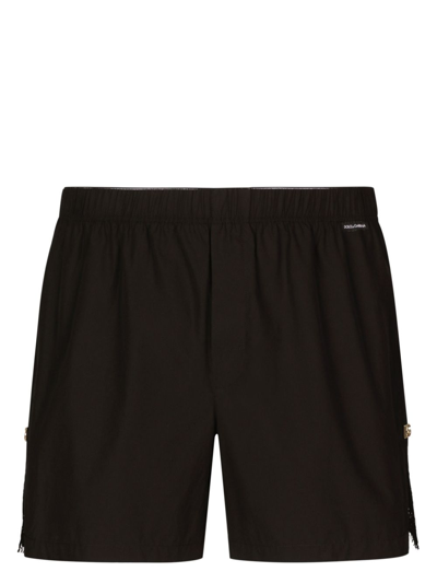 Dolce & Gabbana Logo-print Cotton-blend Shorts In Black