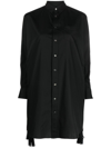 Sacai Pleated-side Long Button-front Shirtdress In Black  