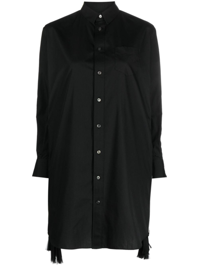 Sacai Zip-detail Mini Shirtdress In Black