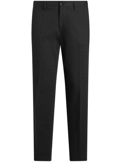 Etro Paisley-print Jacquard Tailored Trousers In Black