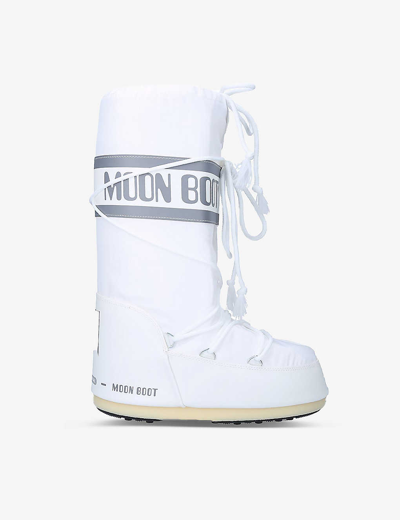 MOON BOOT WOMENS WHITE ICON JUNIOR BRANDED NYLON SNOW BOOTS EUR 35 / 2 UK,65713328