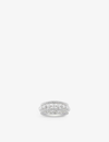 Apm Monaco Women's Silver Double-band Pearl, Sterling-silver And Zirconia Ring In White