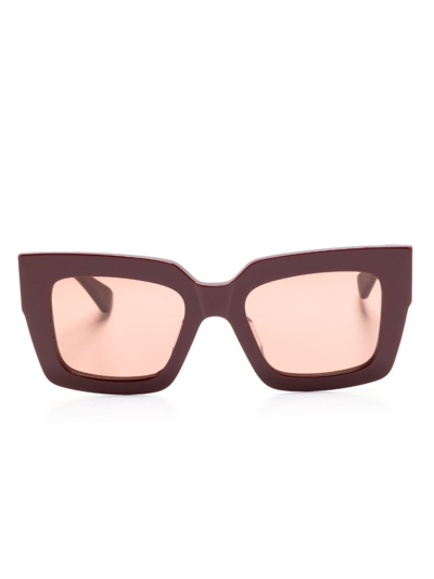 Bottega Veneta Eyewear Square Frame Classic Sunglasses In Red