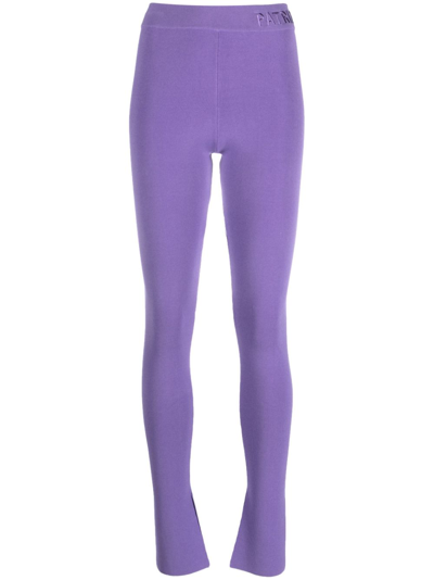 Patrizia Pepe Logo-waistband Mid-rise Trousers In Purple
