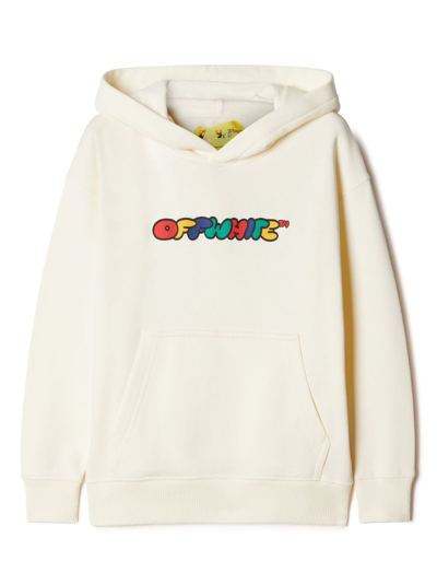 Off-white Kids' Arrows Cotton Hoodie In Ivory