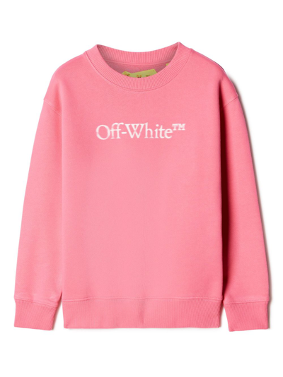 Off-white Logo-print Cotton Sweatshirt In Fuxia