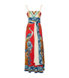 La Doublej Slip-around Graphic-print Dress In Foulard_liberty_rust