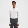 Theory Sylvain Shirt In Striped Structure Knit In Ivory/vapor