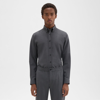 Theory Hugh Shirt In Stretch Wool In Medium Charcoal