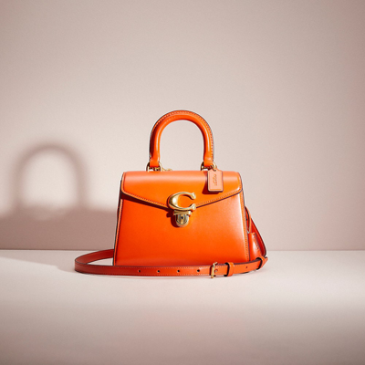 Coach Restored Sammy Top Handle 21 In Brass/sun Orange