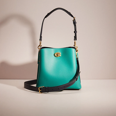 Coach Restored Willow Bucket Bag In Colorblock In Brass/bright Green Multi