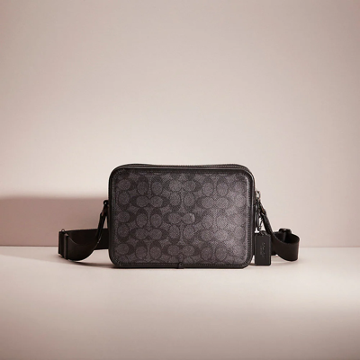 Coach Restored Charter Crossbody 24 In Signature Canvas In Black Copper/charcoal