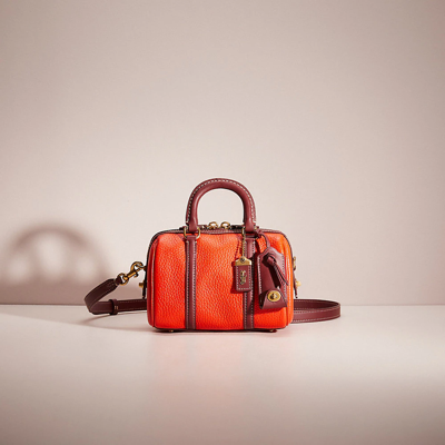 Coach Restored Ruby Satchel 18 In Colorblock In Brass/red Orange Multi