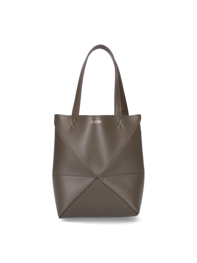 Loewe Mini Tote Bag "puzzle Fold" In Green