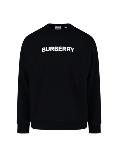 Burberry Logo Crew Neck Sweatshirt In Black  