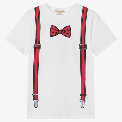 Stella Mccartney Kids Teen Boys White Bow-tie Cotton T-shirt