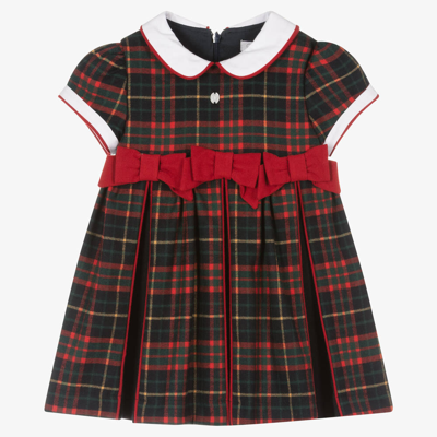 Patachou Kids' Girls Blue Tartan Viscose Dress In Red