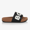 Hugo Boss Embossed Logo-strap Slides In Black
