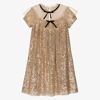 PHI CLOTHING GIRLS GOLD SEQUIN & TULLE DRESS