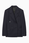 Cos Double-breasted Wool Blazer In Blue
