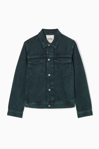 Cos Two-tone Denim Jacket In Green