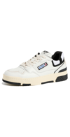 Autry White Low Top Sneakers With Black Details And Logo Patch In Leather And Suede Man In Wht/blk